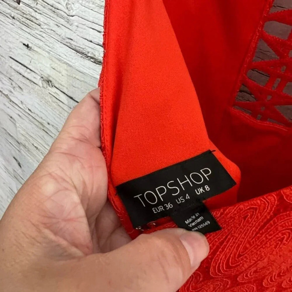 Topshop size 4 orange dress  cut out midi - Picture 9 of 9